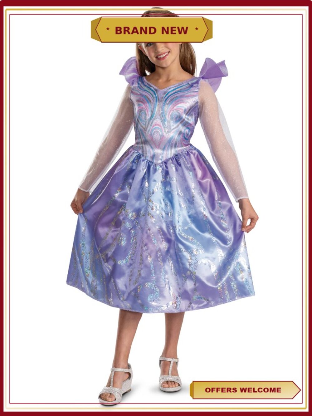 Wicked Glinda for Good Classic Costume Girls XS Sequin Ruffles Butterfly